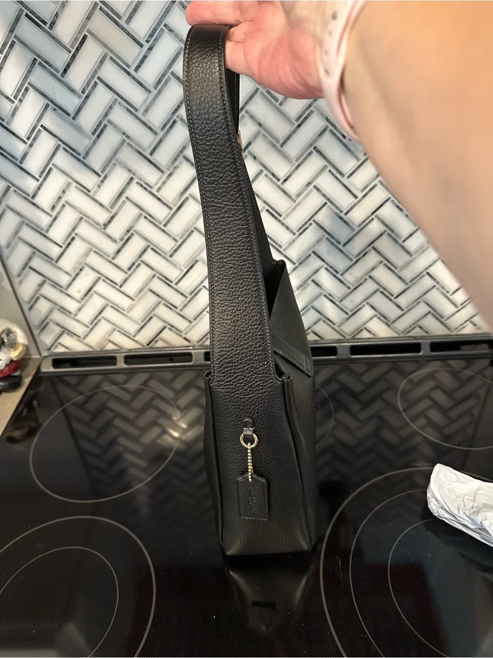 Coach Black Pebbled Leather Hadley Crossbody Shoulder Bag with Gold Hardware - Picture 4 of 15